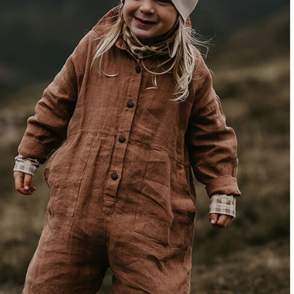 The simple folk noor jumpsuit linen in cinnamon